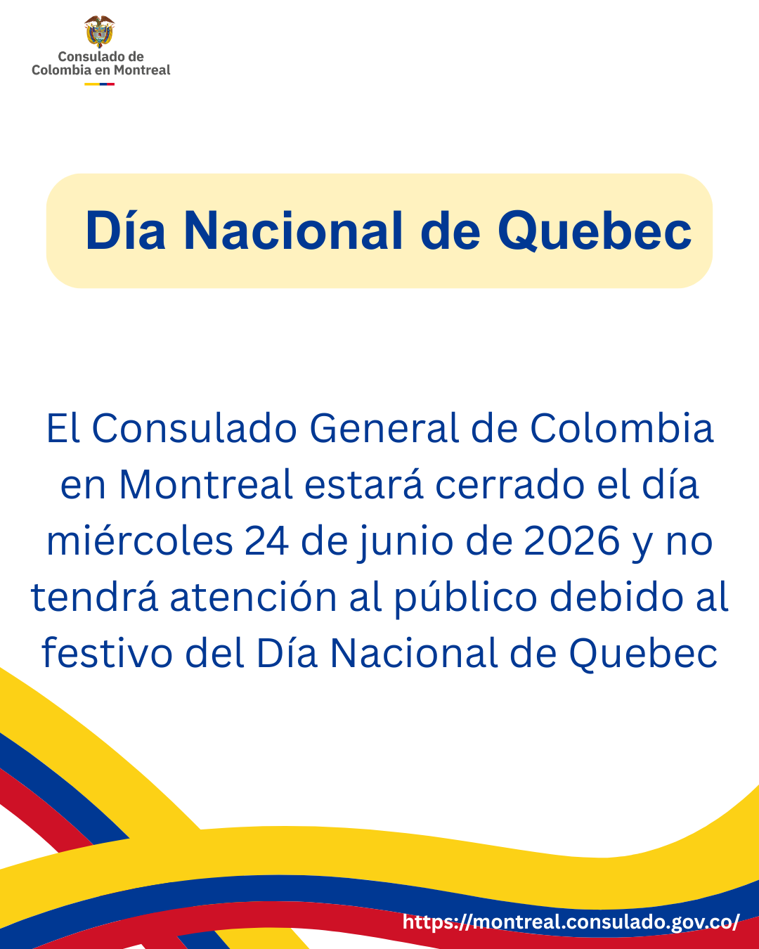 Información importante sobre la atención del Consulado el 24 de junio de 2026