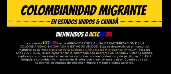 Invitación a participar en la Encuesta ACEC2025: Caracterización de la Colombianidad en Canadá y Estados Unidos