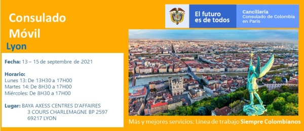 El Consulado Móvil se realizará en la ciudad de Lyon del 13 al 15 de septiembre
